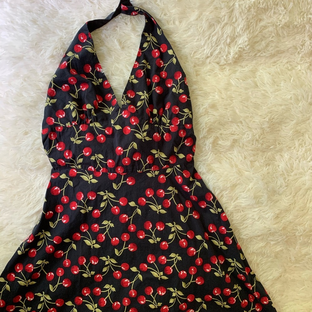 Vintage Ruby Rox Cherries Print Halter Dress